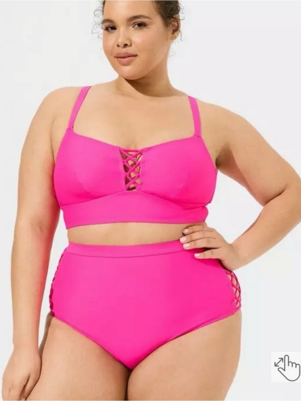 New! Set! Torrid sz 3 Pink Glo Strappy Bikini Swim Bathing Suit 3X Top Bottom
